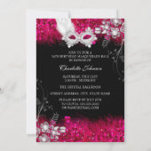 Roze en witte sparkle Masquerade Sweet 16 Kaart (Achterkant)