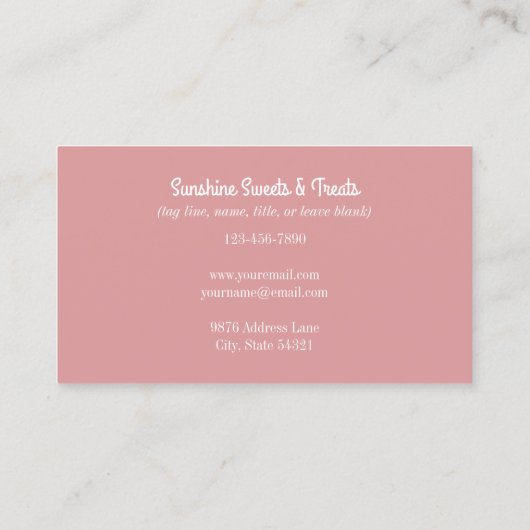 Roze en witte spelbakkerswaren Visitekaartje (Achterkant)