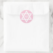Roze en witte ster van David Monogram Bat Mitzvah Ronde Sticker (Tas)