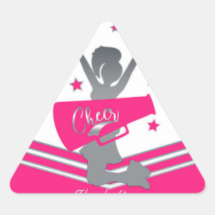 Roze en Witte Sterren Cheer Cheerleading Feestje Driehoek Sticker