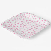 Roze en witte sterren Whimsical Celestial Party Papieren Bordje (Gebogen)
