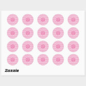 Roze en witte stip Polka Ronde Sticker (Vel)