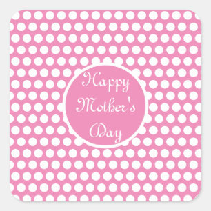 Roze en witte stip Polka Vierkante Sticker
