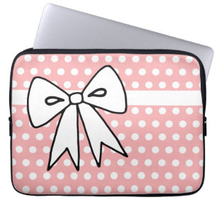 Roze en witte stippen laptophoes laptop sleeve