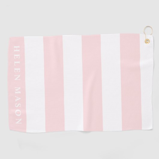 Roze en witte streep aangepaste kleur dames golfhanddoek (Horizontaal)