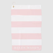 Roze en witte streep aangepaste kleur dames golfhanddoek (Voorkant)
