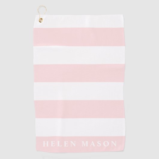Roze en witte streep aangepaste kleur dames golfhanddoek (Voorkant)
