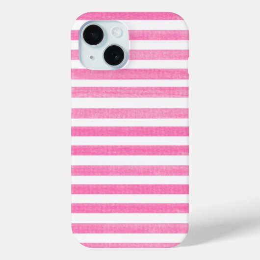 Roze en witte streep Case-Mate iPhone case (Achterkant)