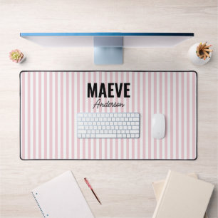 Roze en witte streep gepersonaliseerde moderne ele bureaumat