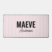 Roze en witte streep gepersonaliseerde moderne ele bureaumat (Voorkant)