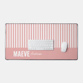Roze en witte streep gepersonaliseerde moderne ele bureaumat (Keyboard & Muis)