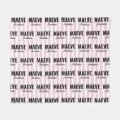 Roze en witte streep gepersonaliseerde moderne ele fleece deken (Voorkant (Horizontaal))