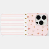 Roze en Witte Streep Gouden Sterren Parijs Geïnspi Case-Mate iPhone Case (Achterkant (horizontaal))