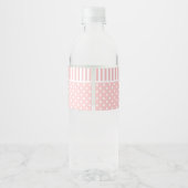 Roze en witte strepen en Polka Dot Monogram Waterfles Etiket (Achterkant)