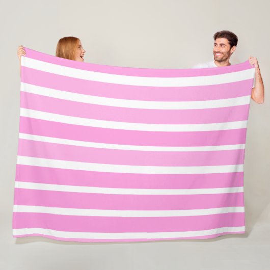 Roze en witte strepen fleece deken (In situ)