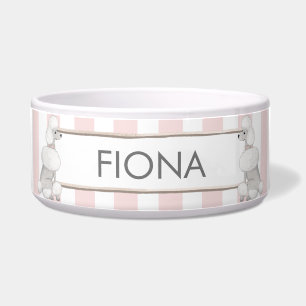 Roze en witte strepen Gepersonaliseerde Pet Bowl Voerbakje