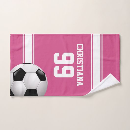 Roze en witte strepen Jersey Voetbal Bad Handdoek (Handdoek)