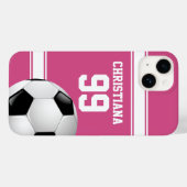 Roze en witte strepen Jersey Voetbal Case-Mate iPhone Case (Achterkant (horizontaal))