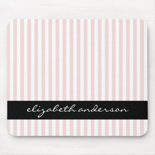 Roze en witte strepen muismat (Voorkant)