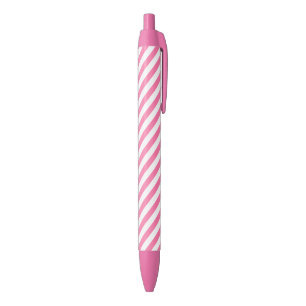 Roze en witte strepen patroon blauwe inkt pen