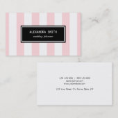 Roze en witte strepen visitekaartje (Voorkant / Achterkant)
