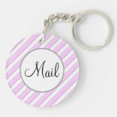 Roze en Witte Striped Mail Key Sleutelhanger (Achterkant)