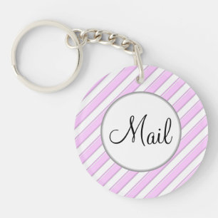 Roze en Witte Striped Mail Key Sleutelhanger