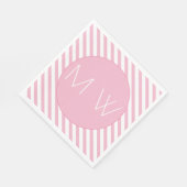 Roze en witte stripes Monogram Papier Napkins Servet (Hoek)