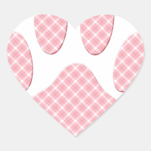Roze en witte Tartan Dog Paw Print Hart Sticker