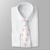 Roze en witte Tartan Dog Paw Print Stropdas (Gebonden)
