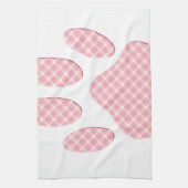 Roze en witte Tartan Dog Paw Print Theedoek (Verticaal)