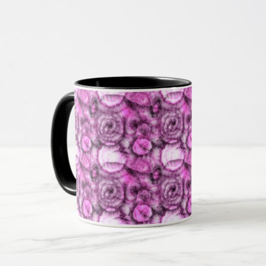 Roze en witte Tie Dye Swirl Patroon Mok (Voorkant links)