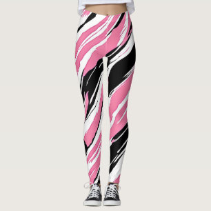 Roze en witte Tiger Stripe Camouflage Leggings