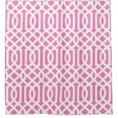 Roze en Witte Trellis | bewerkbare kleuren Douchegordijn (Voorkant)