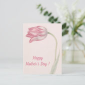 Roze en witte Tulp - Fine Art Moederdag Briefkaart (Staand voorkant)