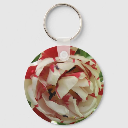 Roze en witte Tulp Sleutelhanger (Voorkant)