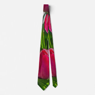 Roze en witte tulpen Painterse Stropdas