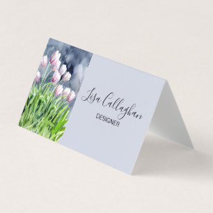 Roze en witte tulpen visitekaartjes