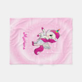 Roze en witte unicorn fleece deken (Voorkant (Horizontaal))