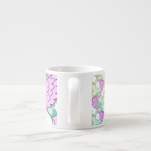 Roze en witte Unicorn Grafisch Espresso Kop (Achterkant)