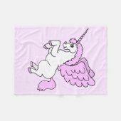 Roze en witte Unicorn Grafisch Fleece Deken (Voorkant (Horizontaal))