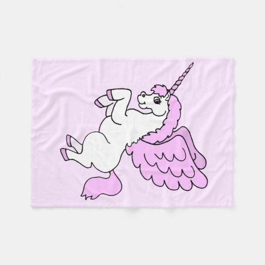 Roze en witte Unicorn Grafisch Fleece Deken (Voorkant (Horizontaal))