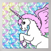 Roze en witte Unicorn Grafisch Poster (Voorkant)