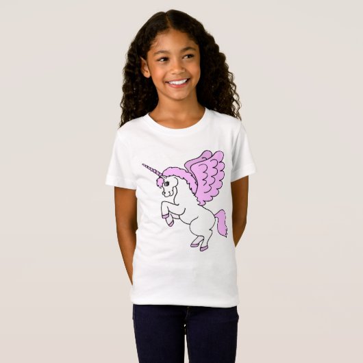Roze en witte Unicorn Grafisch T-shirt (Voorkant volledig)