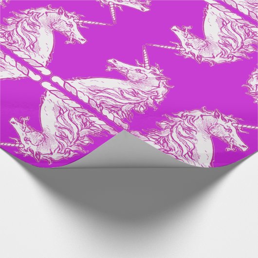 Roze en witte unicorn Patroon Cadeaupapier (Hoek)