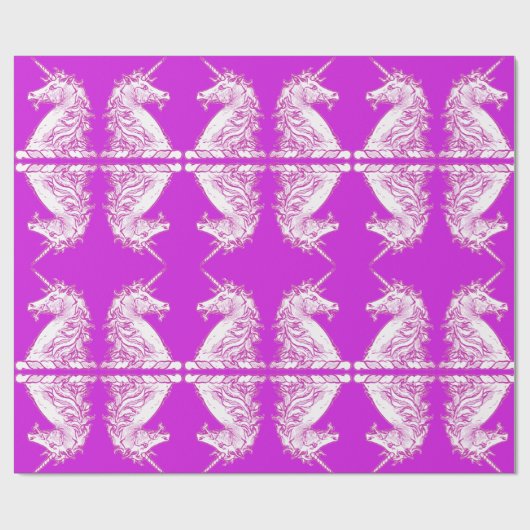 Roze en witte unicorn Patroon Cadeaupapier (Vlak)