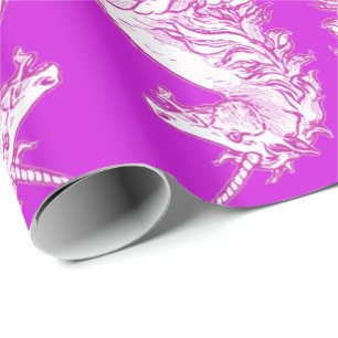 Roze en witte unicorn Patroon Cadeaupapier