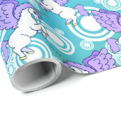 Roze en witte unicorn Patroonontwerp Cadeaupapier (Rol Hoek)