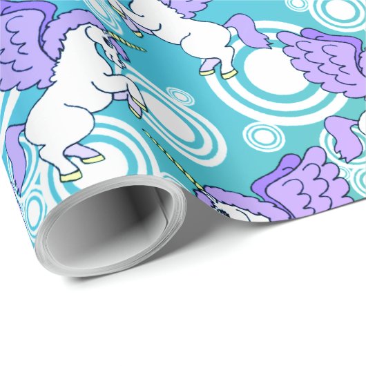 Roze en witte unicorn Patroonontwerp Cadeaupapier (Rol Hoek)