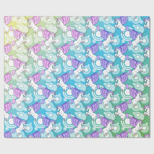 Roze en witte unicorn Patroonontwerp Cadeaupapier (Vlak)